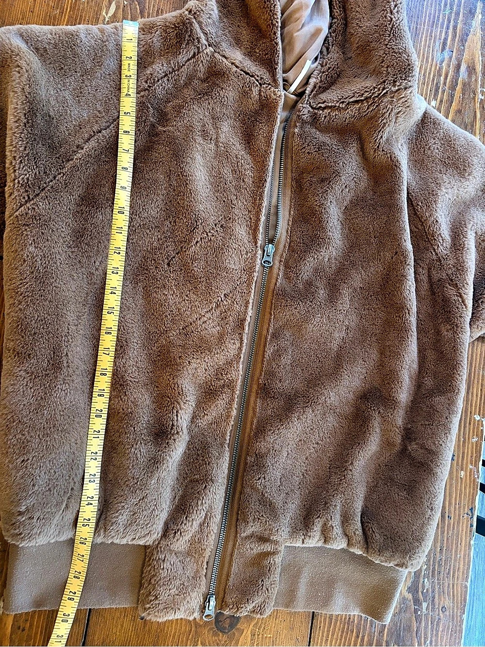 Free People Louder Please Hooded Faux Fur Jacket Brown Small - Picture 3 of 10